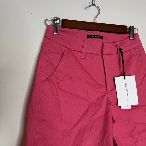 41 Hawthorn Women’s Chino Shorts Pink Solid Regular Fit Flat Front NWT Size 0 - Picture 3 of 8